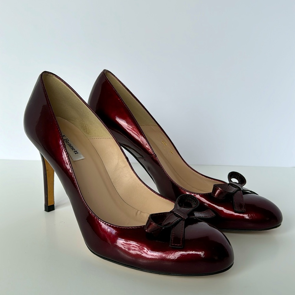 LK Bennett London Women’s Patent Leather Burgundy High Heels Size 7.5